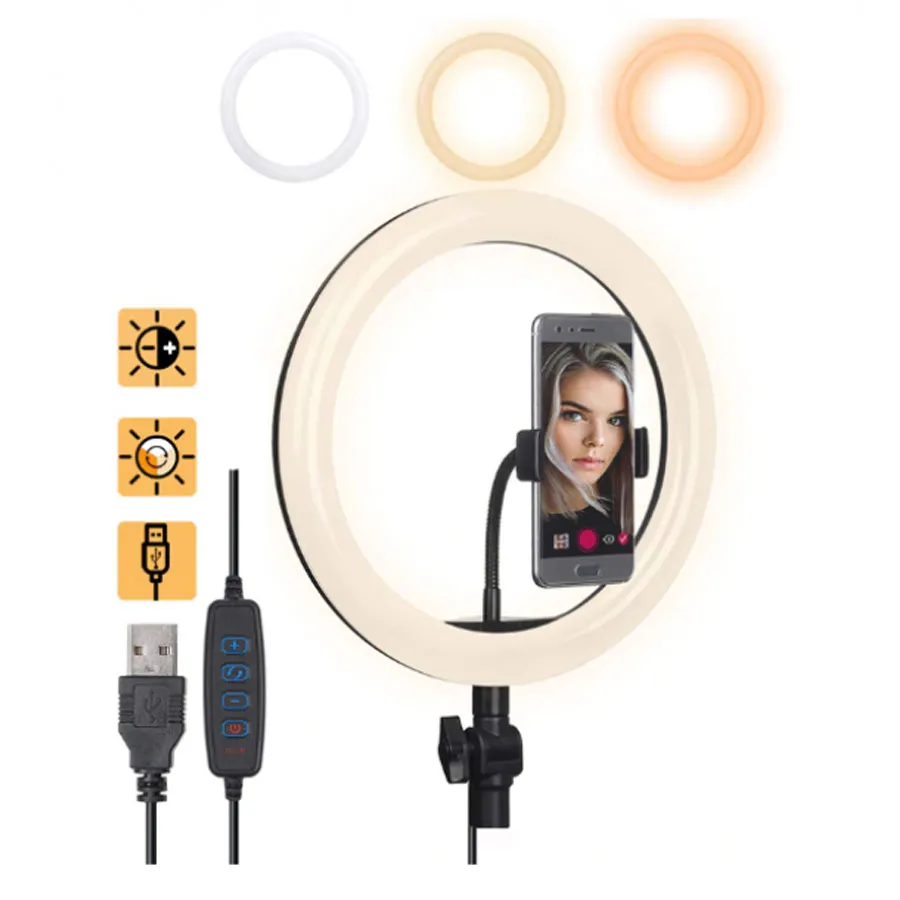 Φωτογραφικό Τρίποδο 2.2 μέτρα Led Selfie Ring 30 εκατοστά (μαύρο)