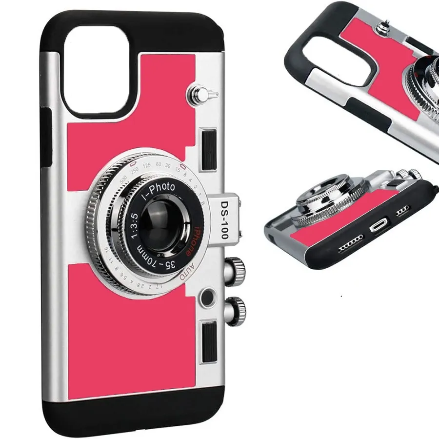 Θήκη για iPhone 12 Pro 3D Vintage Camera (ροζ)