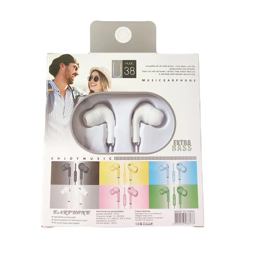 Ακουστικά Handsfree U Music 38 Jack 3,5mm InEar (άσπρο)