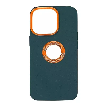 Θήκη για iPhone 14 Plus Σιλικόνης TPU Logo Hole (πράσινο-πορτοκαλί)