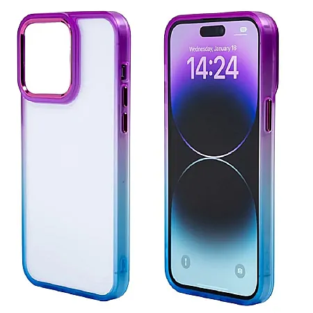 Θήκη για iPhone 12 Pro Max Rainbow Border Διάφανη (μωβ)