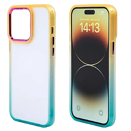 Θήκη για iPhone 12 Pro Max Rainbow Border Διάφανη (πορτοκαλί)