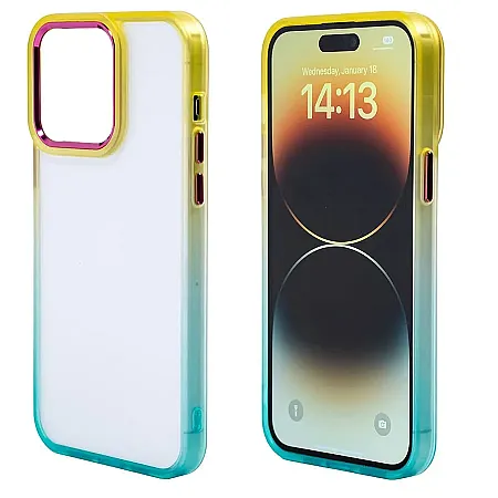 Θήκη για iPhone 13 Pro Max Rainbow Border Διάφανη (κίτρινο)