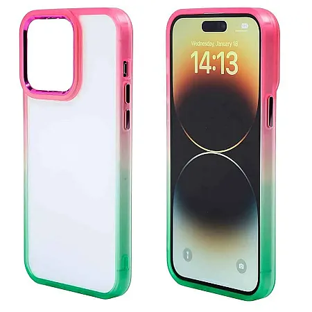 Θήκη για iPhone 14 Plus Rainbow Border Διάφανη (κόκκινο)