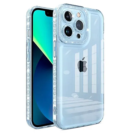 Θήκη για iPhone 12 Pro Max Diamond Bling Διάφανη (μπλε)