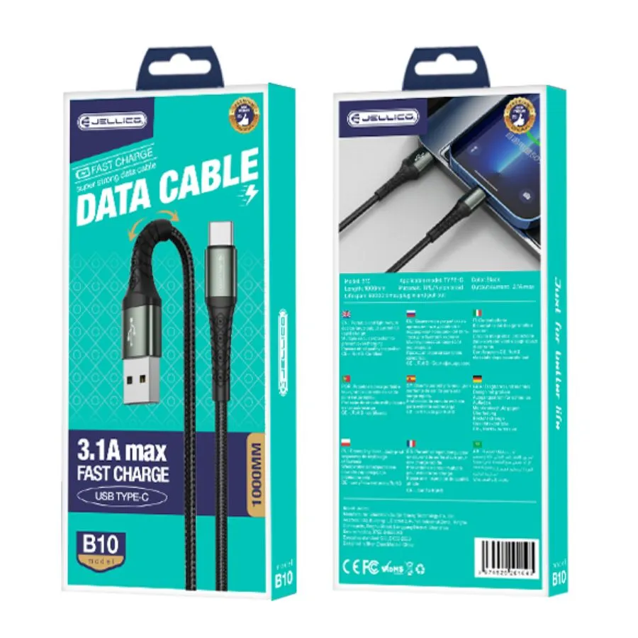 Καλώδιο Φόρτισης/Δεδομένων JELLICO B10 USB σε Type C (μαύρο)