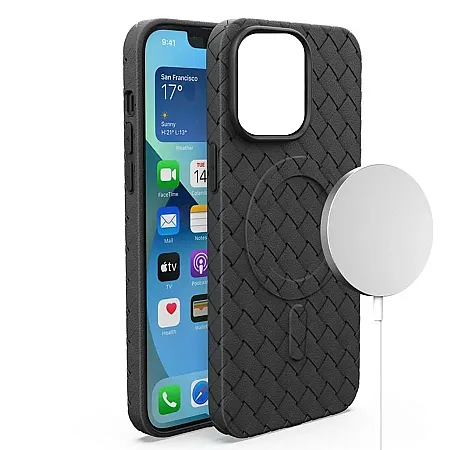 Θήκη για iPhone 13 Pro Max Mag Safe Woven Case (μαύρο)