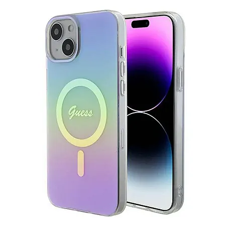 Θήκη για iPhone 15 Pro Guess Iridescent Magsafe Case (Rainbow μωβ – GUHMP15LHITSU)