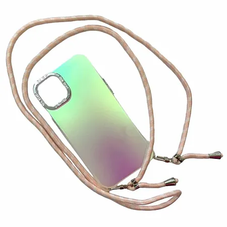 Θήκη για iPhone 12 Pro Max με Λουράκι Crossbody Frosted Case Ιριδίζον (άσπρο)