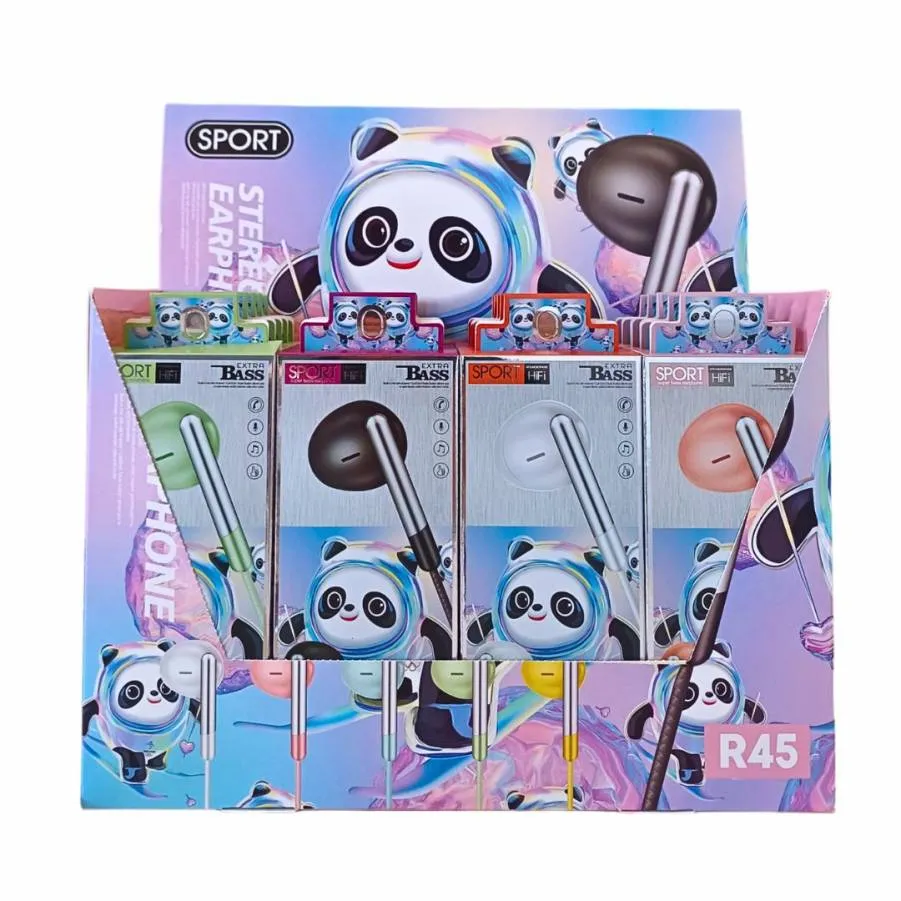 Ακουστικά Handsfree Jack 3,5mm R45 Mix Colors 20 τμχ (μαύρο, άσπρο, βεραμάν, ροζ)