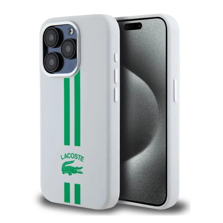 Θήκη για iPhone 15 Pro Lacoste HC Silicone Stripes (LCHCP15LSLIH - άσπρο)