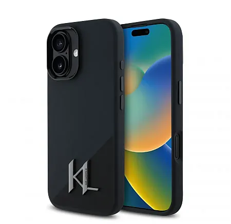 Θήκη για iPhone 16  Karl Lagerfeld Magsafe Shadow Initial Metal Logo Silicone Case (Μαύρο - KLHMP16SSCMKMPCK)