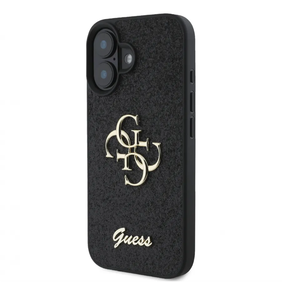 Θηκη για iPhone 16 Guess Fixed Glitter Big 4G Logo Case Θήκη προστασίας από σιλικόνη (Μαύρο – GUHCP16SHG4SGK)