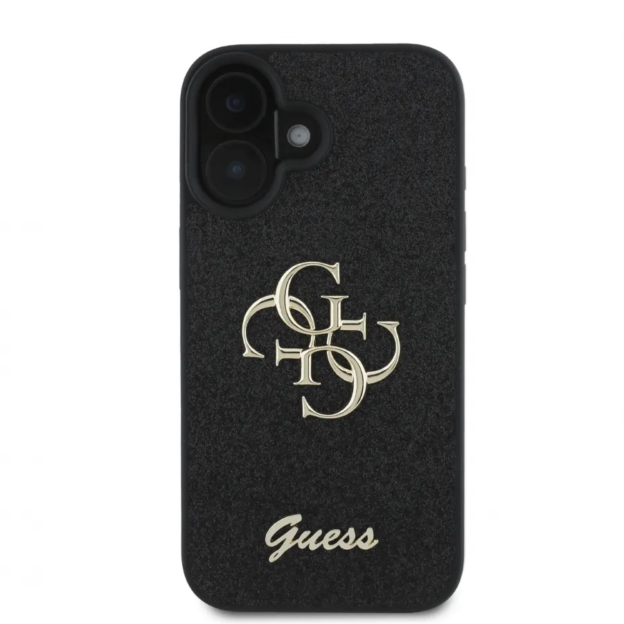 Θηκη για iPhone 16 Guess Fixed Glitter Big 4G Logo Case Θήκη προστασίας από σιλικόνη (Μαύρο – GUHCP16SHG4SGK)