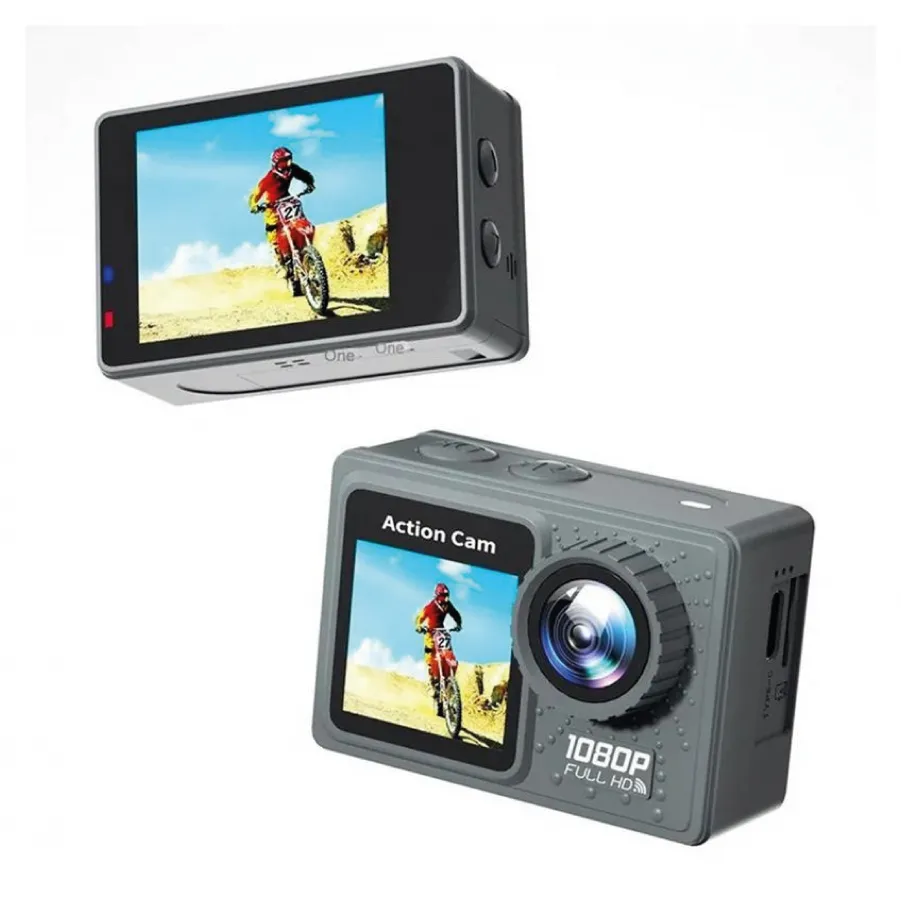 Action Camera Ultra HD Dual Screen 1080P/30fps με WiFi & Αδιάβροχη Θήκη (Μαύρο)