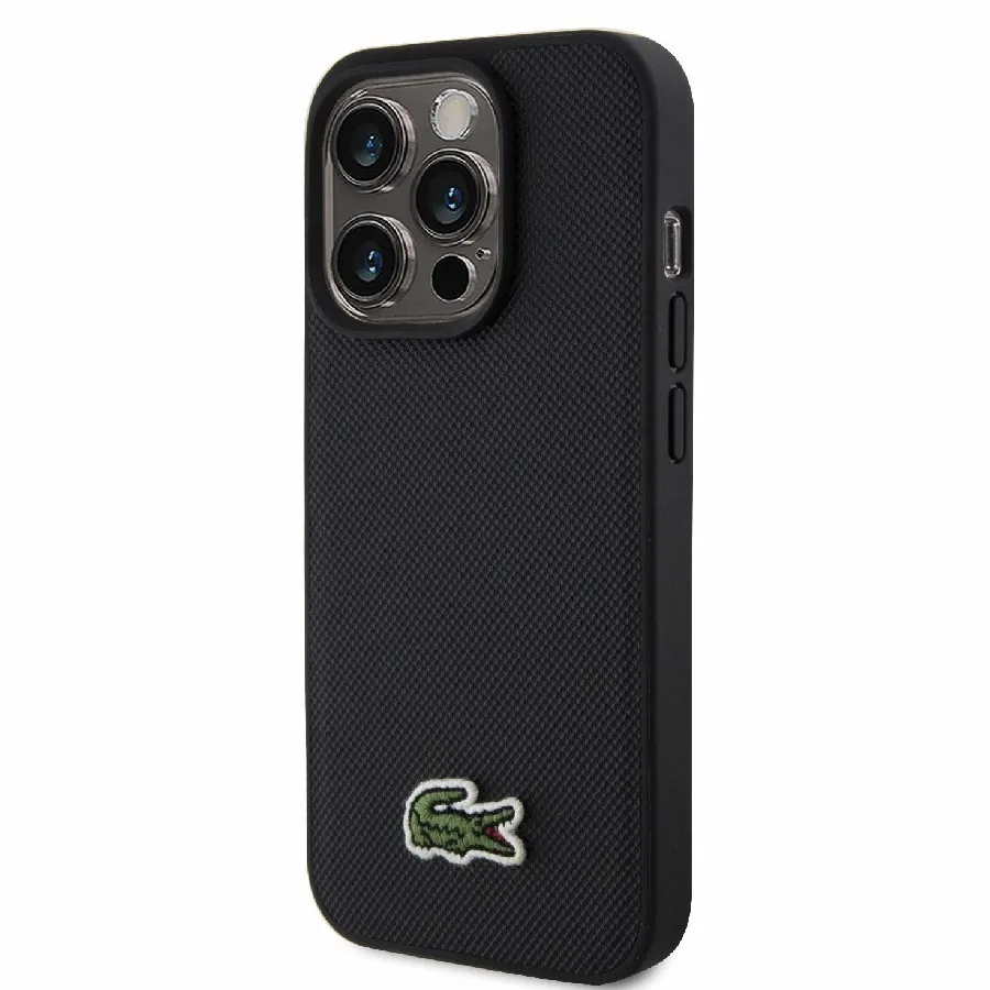 Θήκη για iPhone 16 Pro Lacoste Woven Iconic Petit Pique Magsafe με καλώδιο Type -C (Μαύρο-LCHMBCCP16LPVCK)