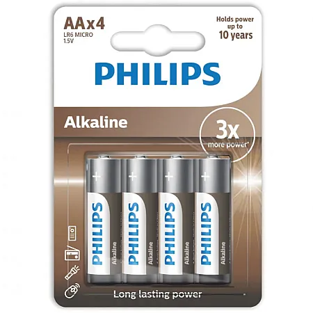 Μπαταρίες Τύπου AA Philips Αλκαλικές 4 Τεμάχια